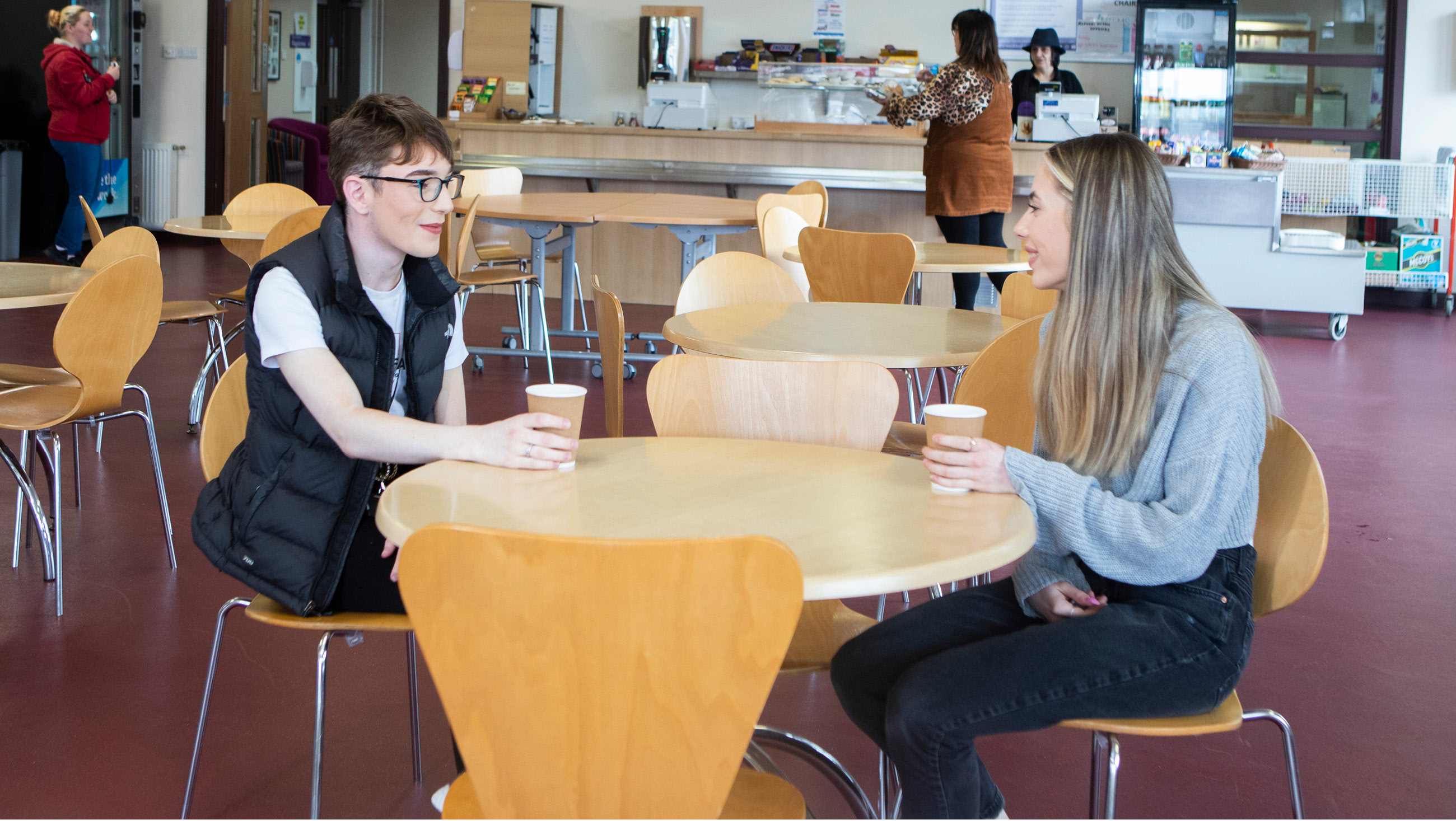 students having a coffee in the canteen