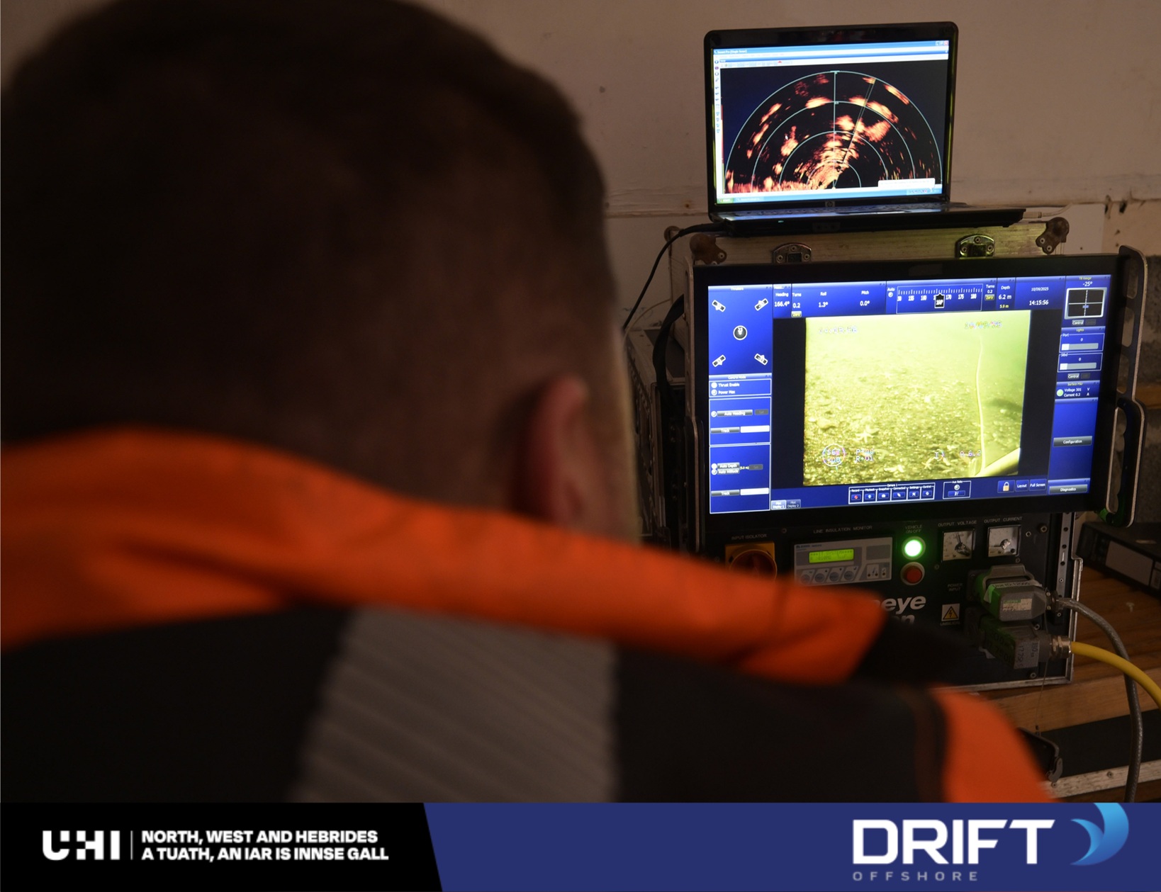 student looking at ROV footage