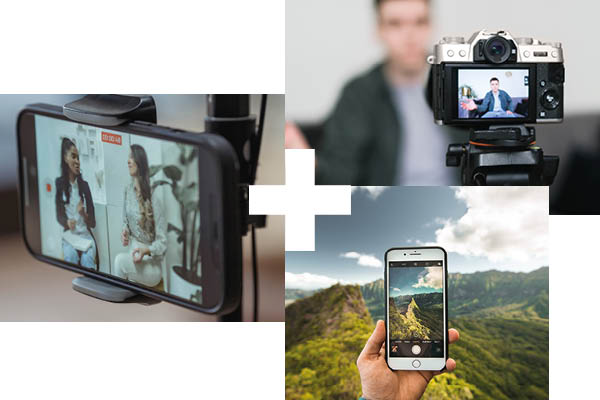 collage of video being filmed on phones and camera collage of video being filmed on phones and camera