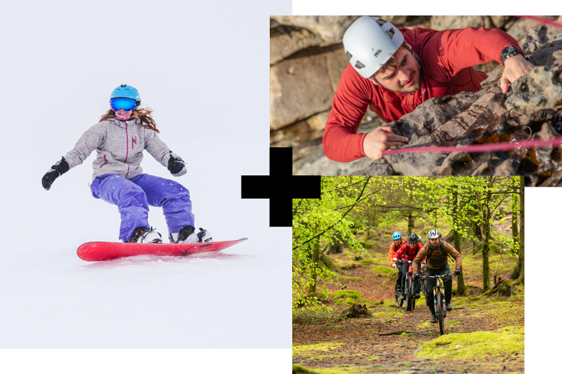 Collage of adventure sports photos