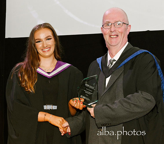 Shaun Escott presented the Above and Beyond Staff Award by Shannon MacCallum, Students' Association Depute President