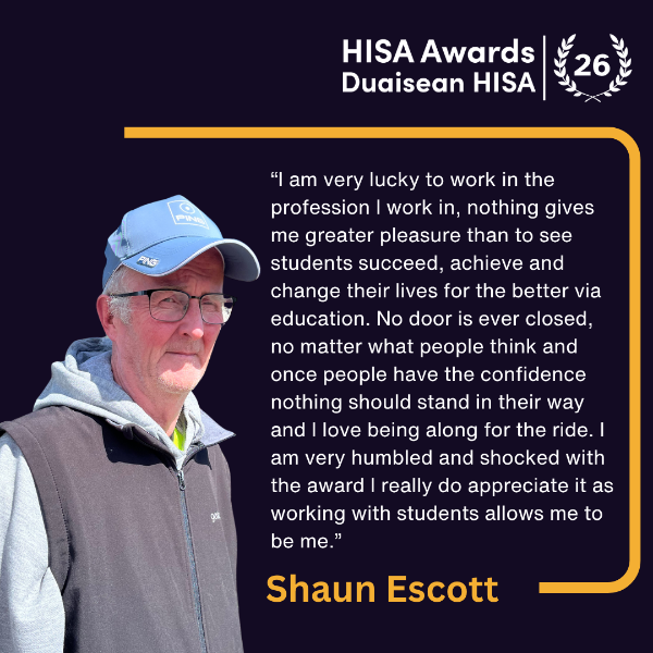 HISA Awards Shaun Quote HISA Awards Shaun Quote