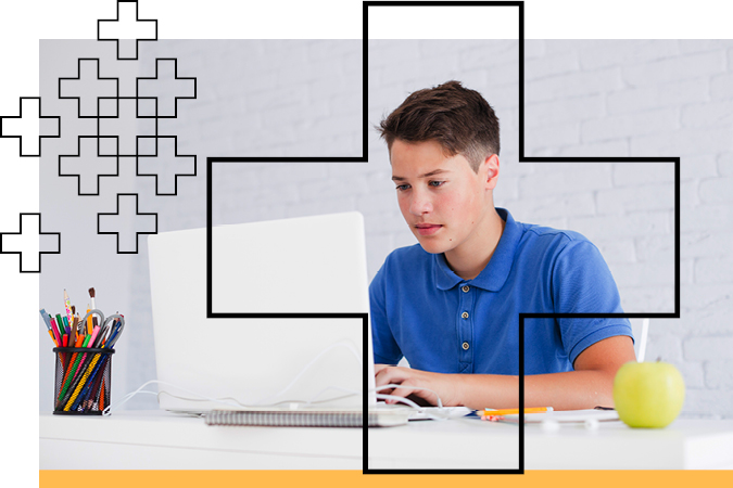 Student studying at campus with laptop