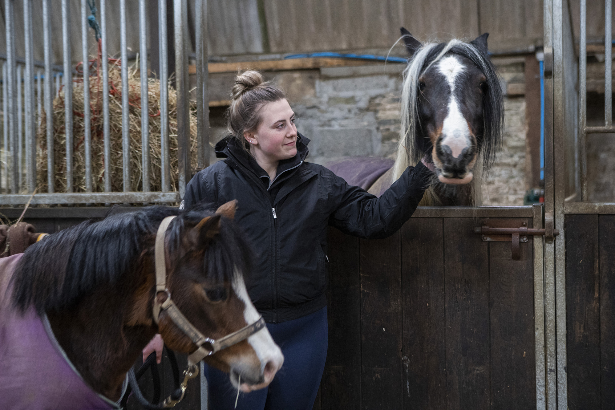student looking after horses
