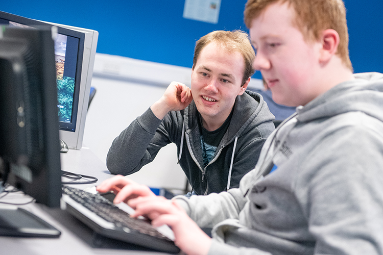 students studying on computer