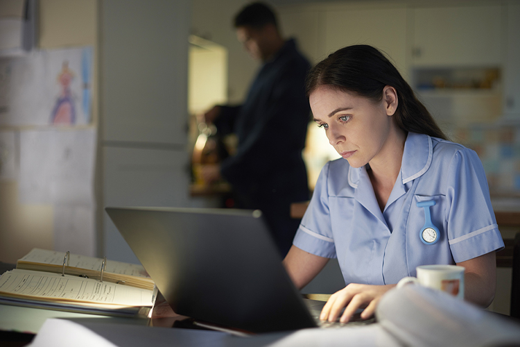 student nurse studying